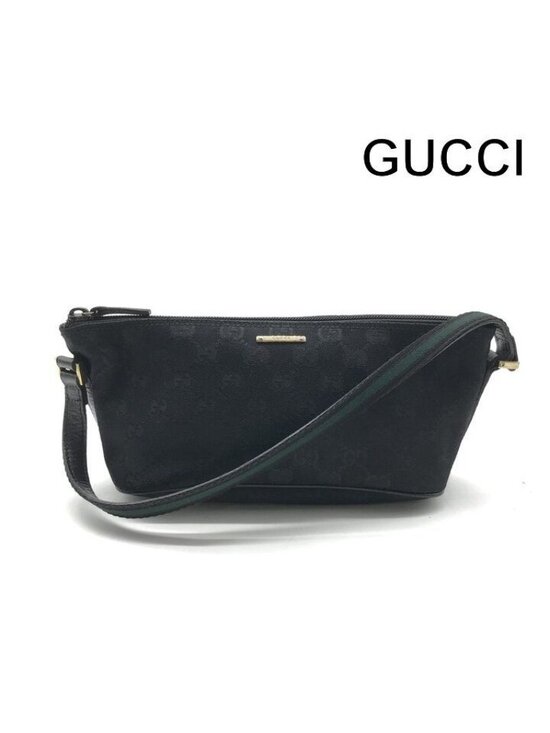 Gucci Handbags - Gucci GG Canvas Sherry Line Pouch Hand Black